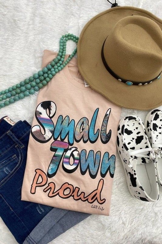 Small Town Proud Tee In Heather Peach