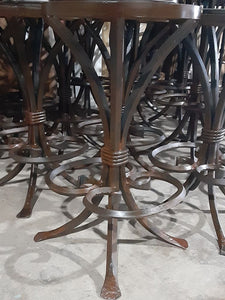 Swivel Iron Barstool With Curved Legs And Scroll Work