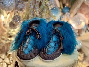 You Had Me At Turquoise Tibetan Lamb Mocs