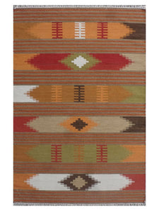 New Kilim 4X6 Rug Diamond Patchwork