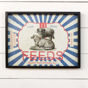 Framed Feedsack Sheep Feed