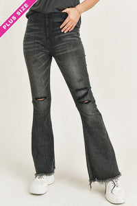 Xrdp1213 - Color Black - Distressed Flare Jeans