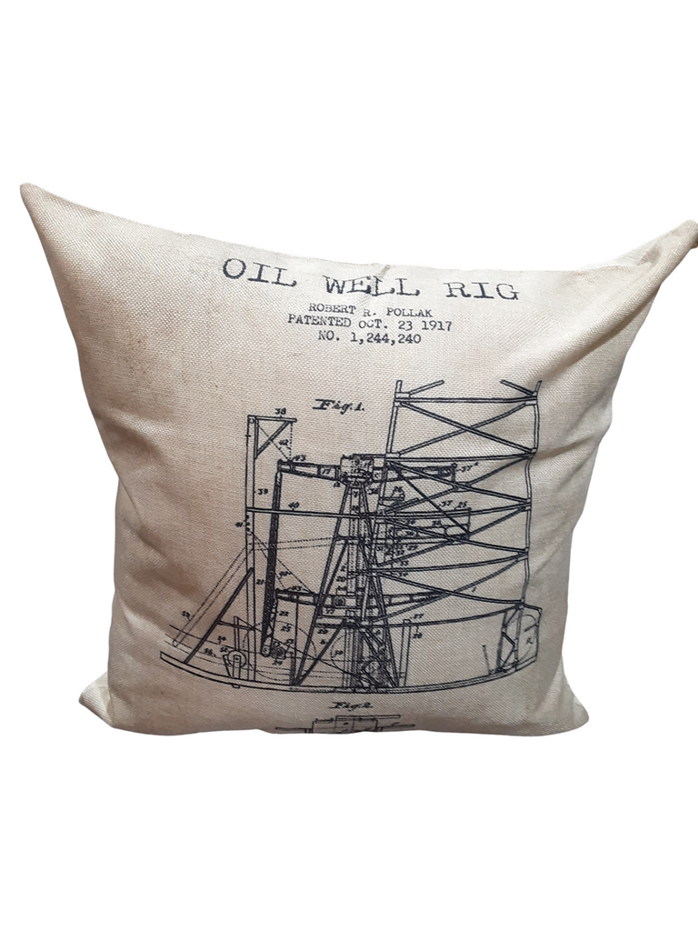 Oil Well Rig Blueprint *Limited Edition* Pillow Cover - LOREC Ranch Home Furnishings