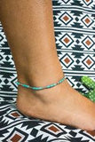 Delray Silver Tone Turquoise Anklet