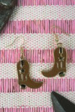 Brown Cattlemountain Boot Dangle Earrings