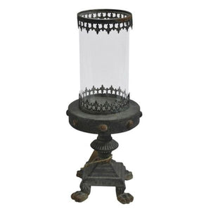 Medium Glass Candle Holder W/ Iron Stand